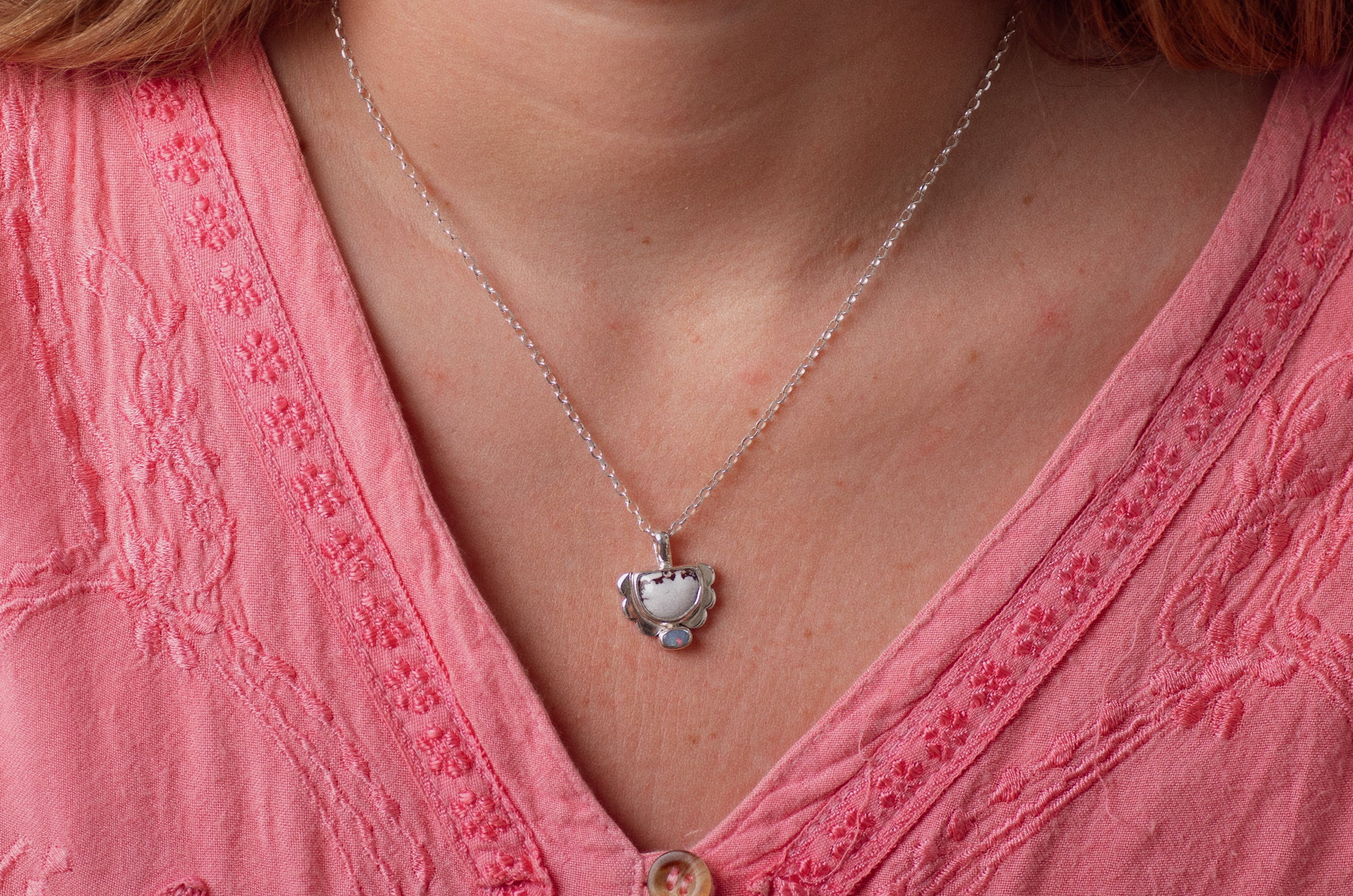 Mini Tidal Necklace  ◇ Wild Horse Magnesite + Australian Opal