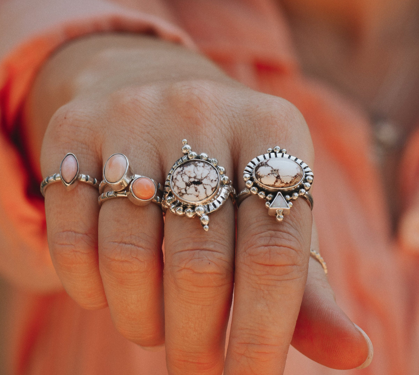 Dawn Ring ◇ Wild Horse Magnesite + Australian Opal ◇ Size 8