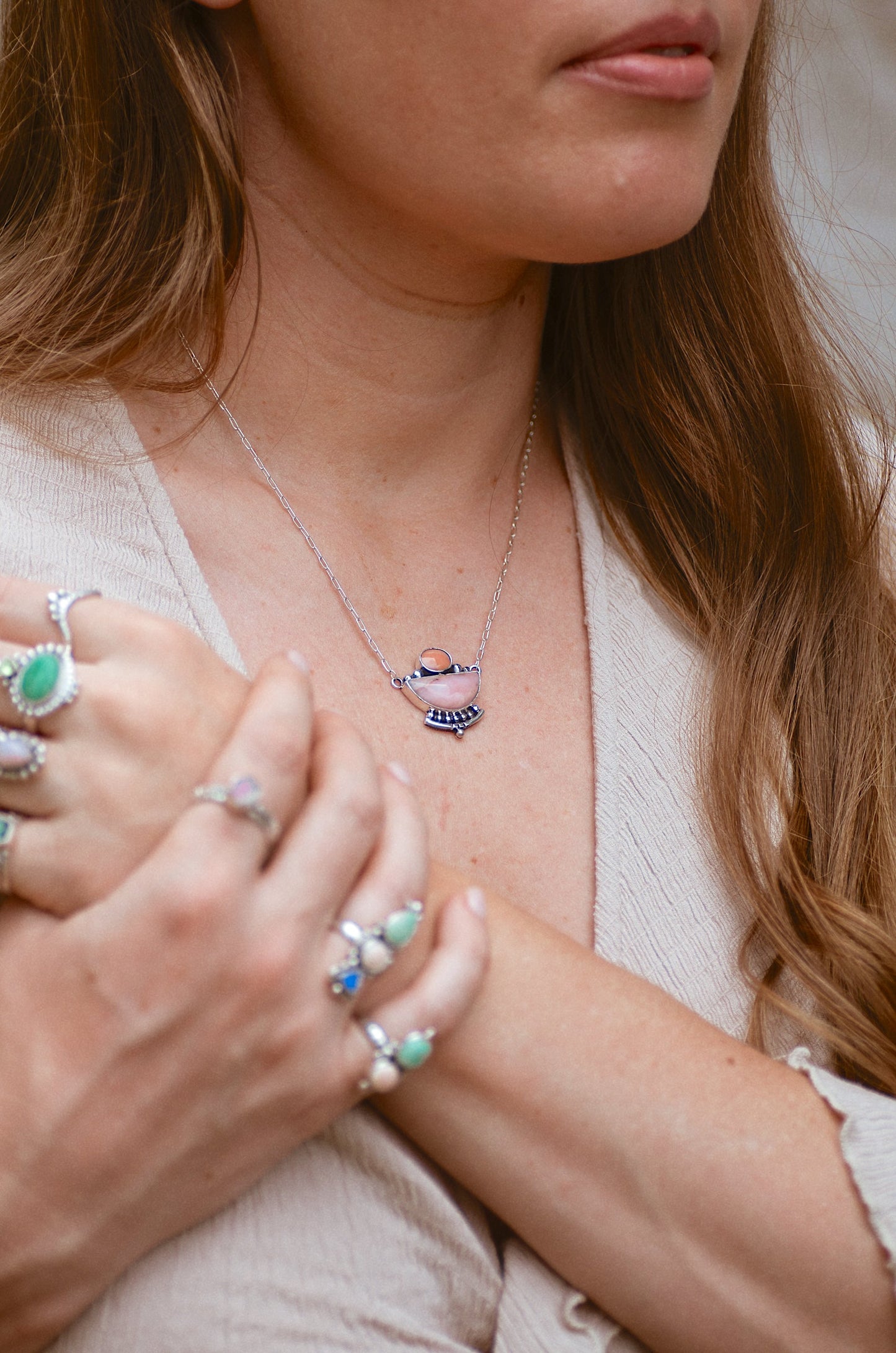 MADE TO ORDER ◇ Emergence Necklace ◇ Pink Opal
