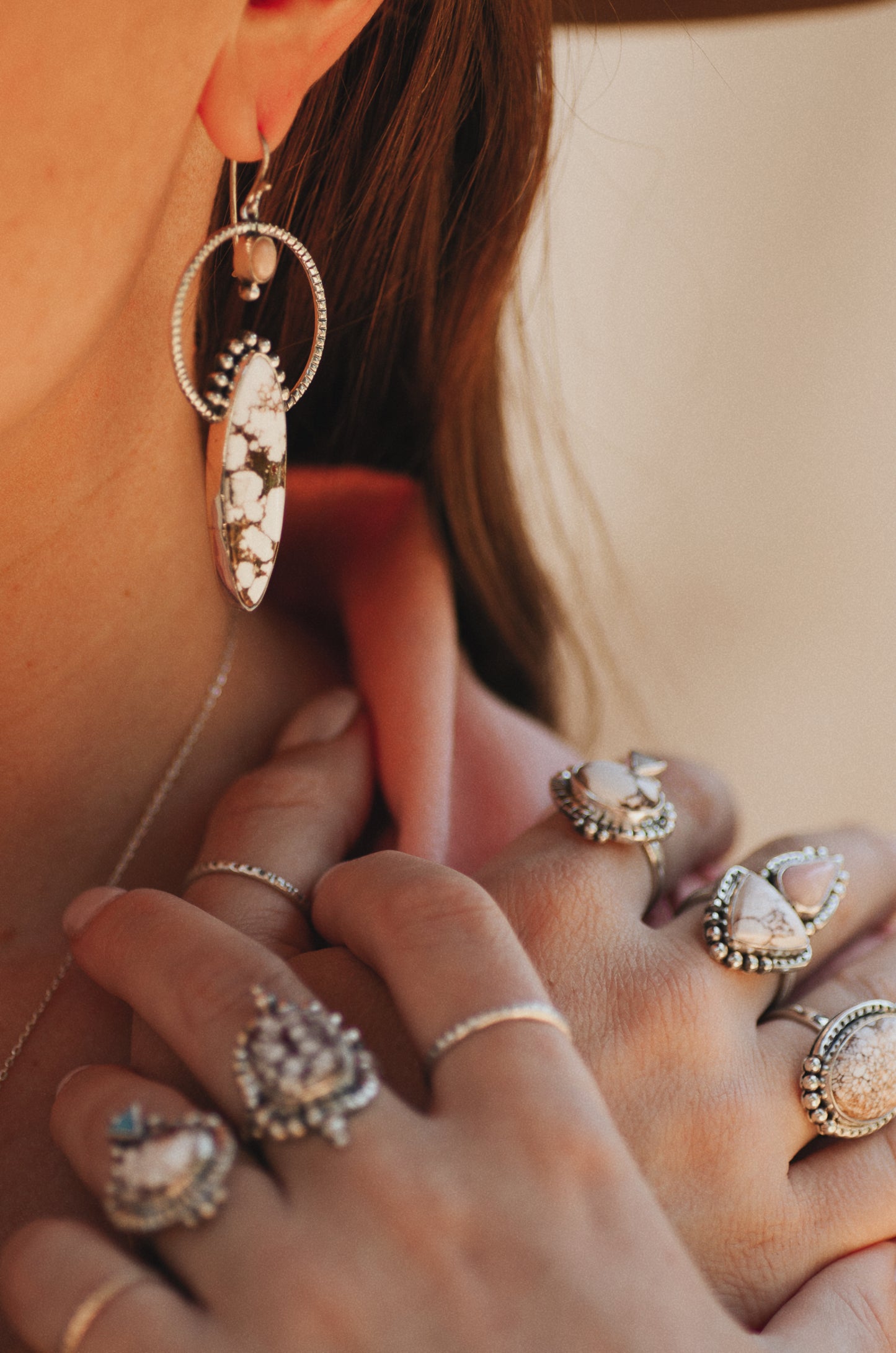 Emergence Earrings (C) ◇ Wild Horse Magnesite + Pink Opal