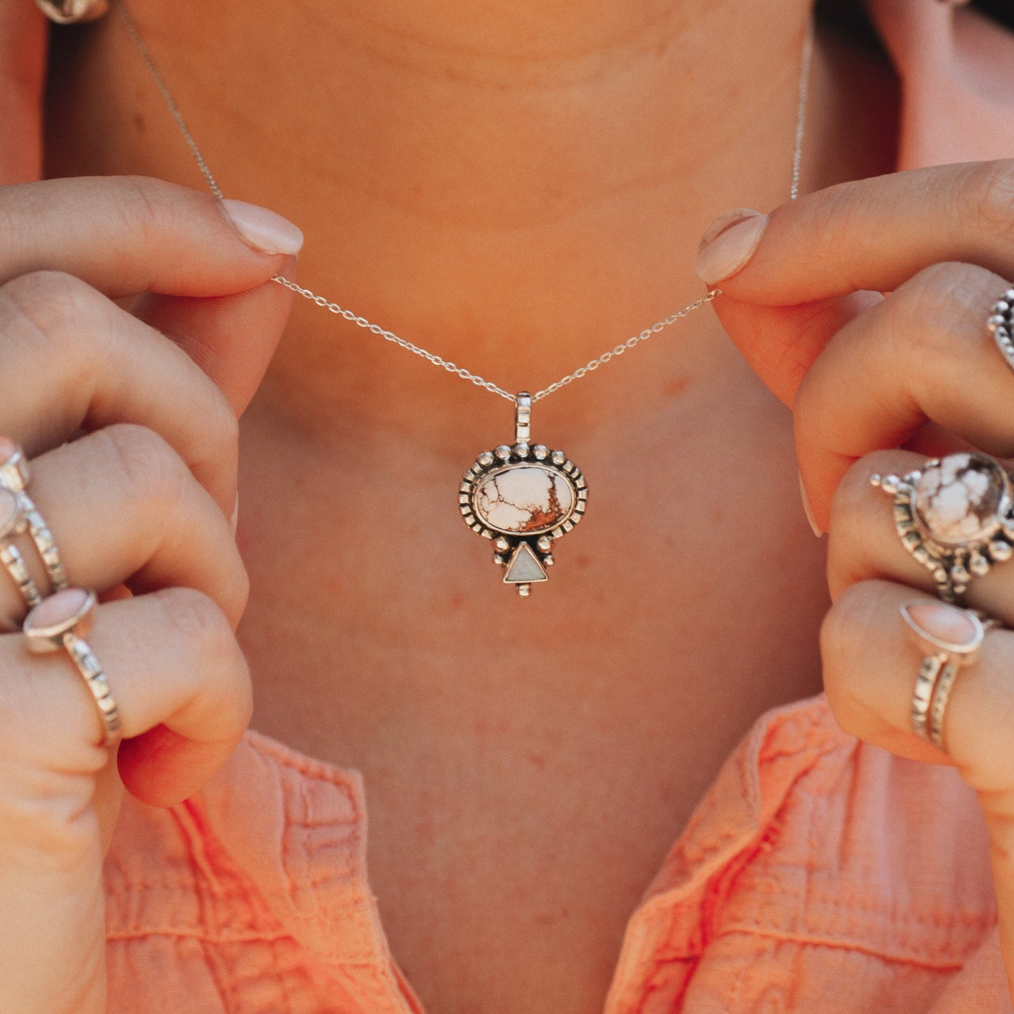Dawn Necklace ◇ Wild Horse Magnesite + Australian Opal