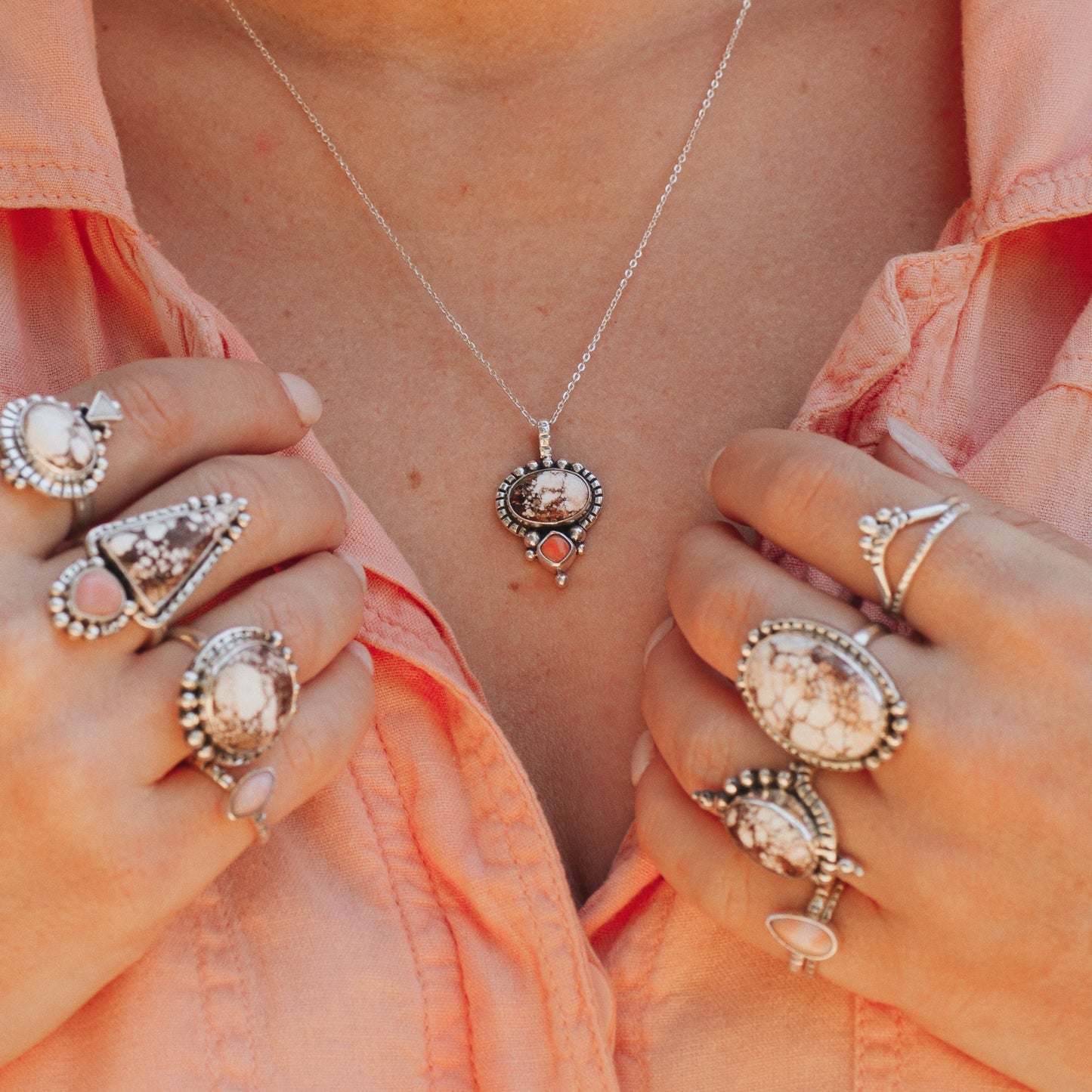 Dawn Necklace ◇ Wild Horse Magnesite + Pink Opal