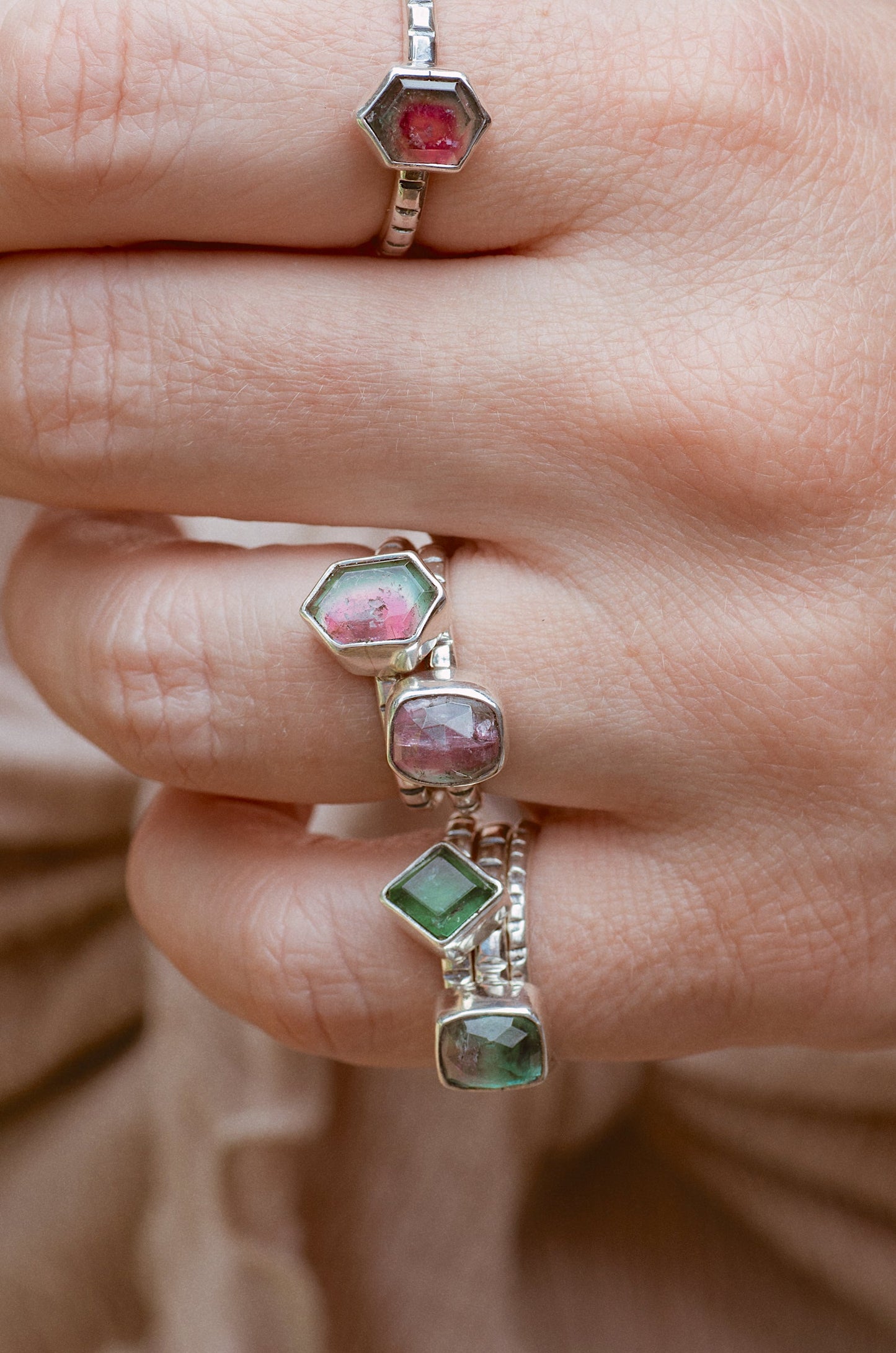 Faceted Tourmaline Stacking Ring ◇ Size 6