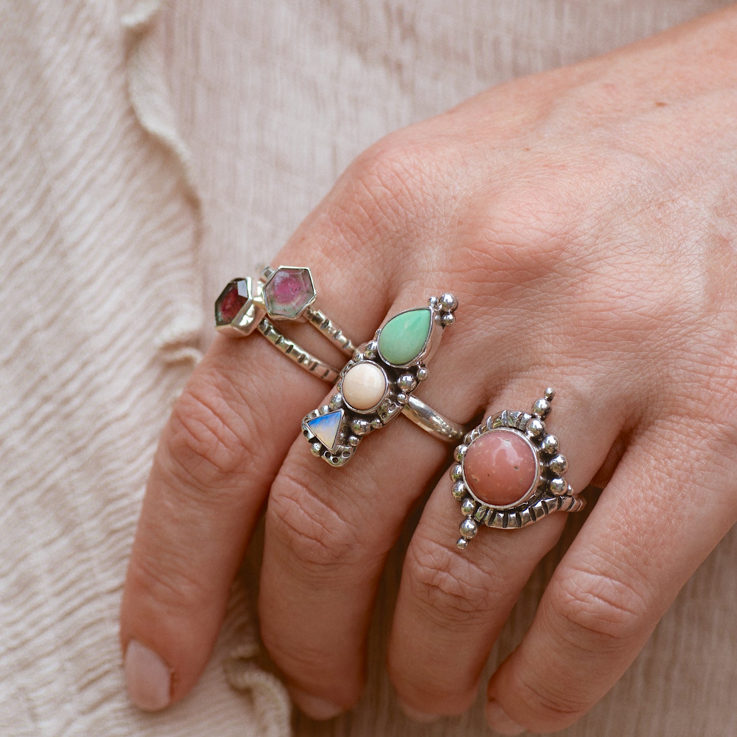 Origin Embrace Ring ◇ Pink Opal ◇ Size 6.5