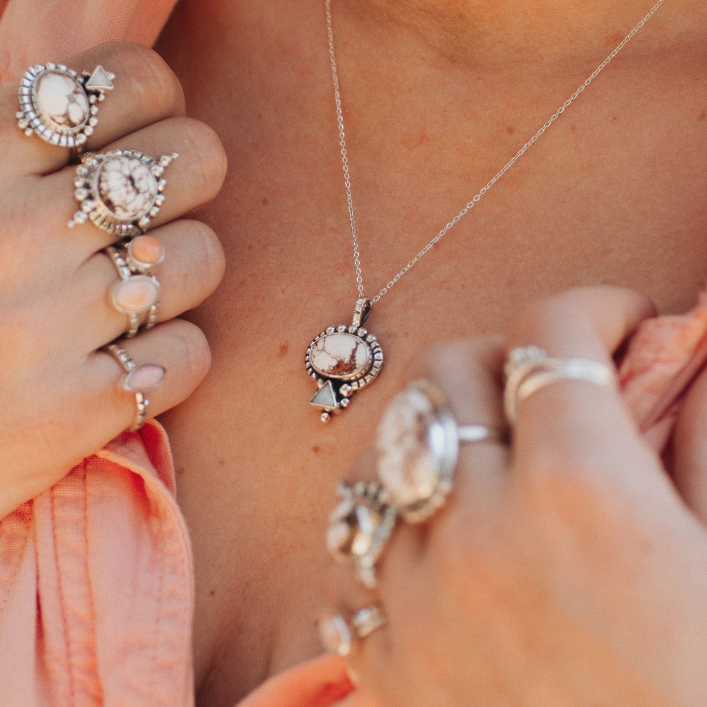 Dawn Necklace ◇ Wild Horse Magnesite + Australian Opal