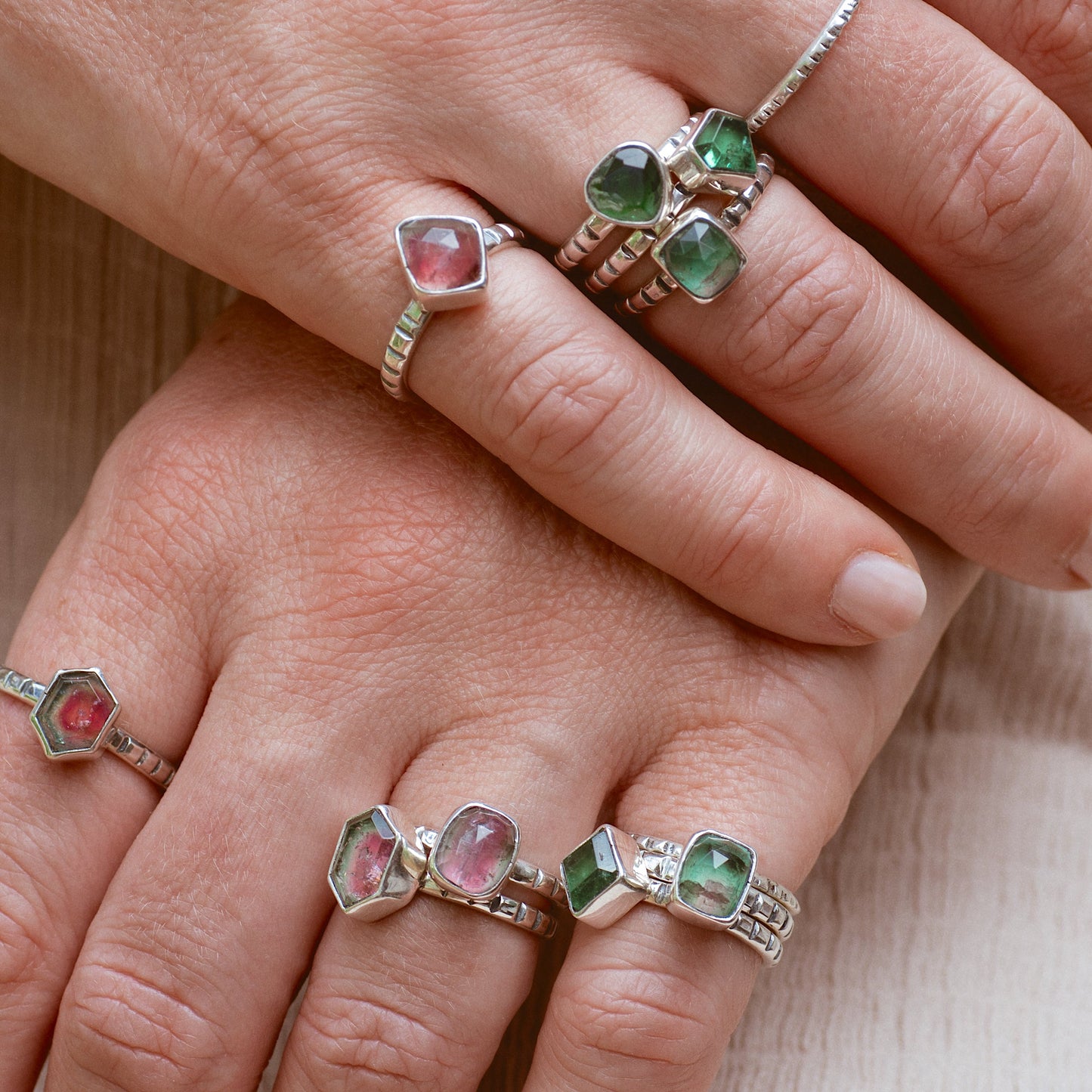 Faceted Tourmaline Stacking Ring ◇ Size 7.5
