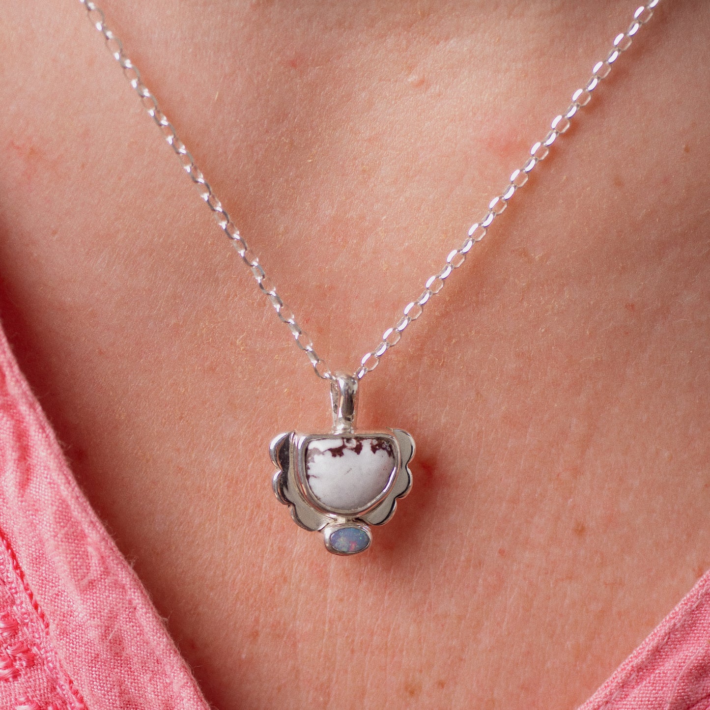 Mini Tidal Necklace ◇ Wild Horse Magnesite + Australian Opal