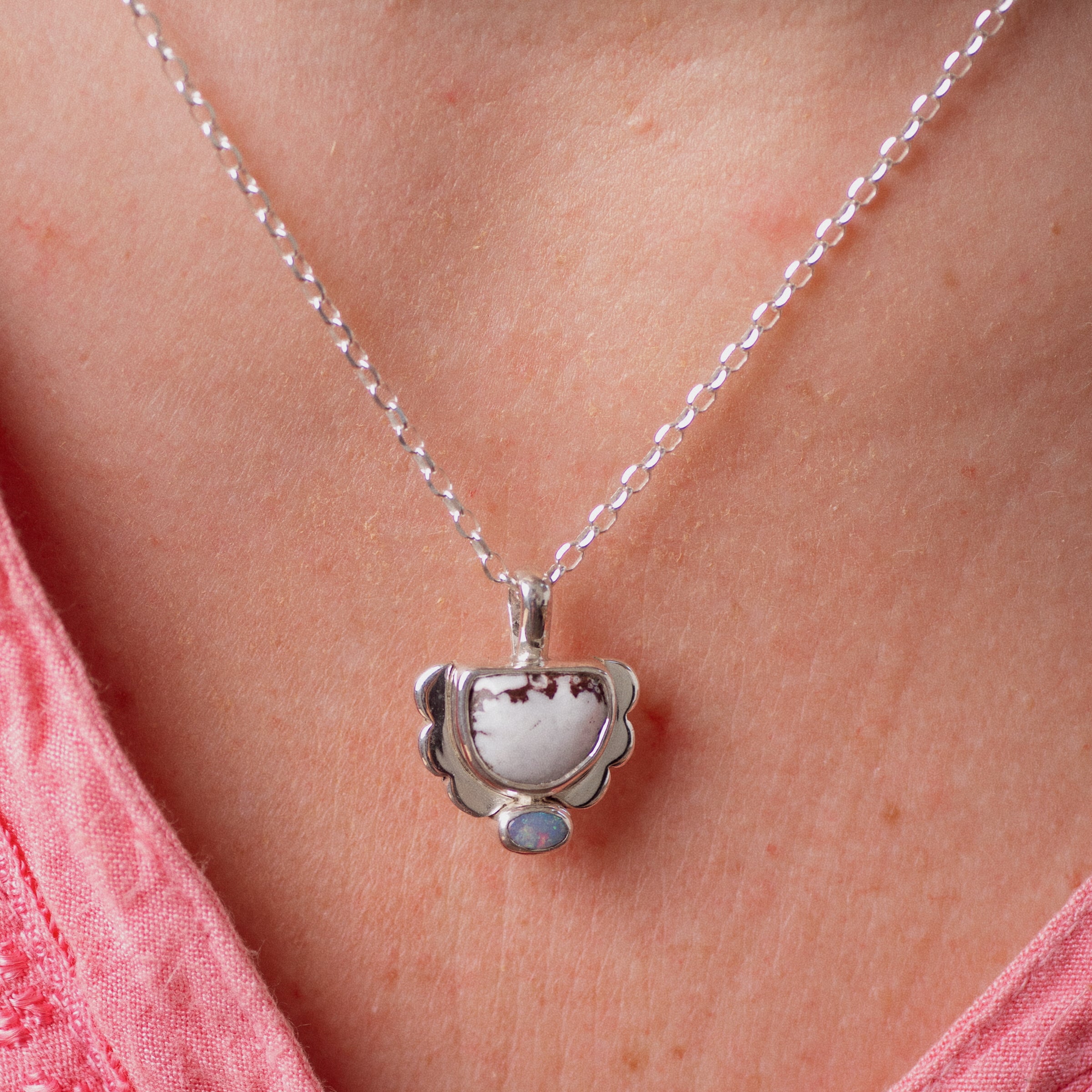 Mini Tidal Necklace  ◇ Wild Horse Magnesite + Australian Opal