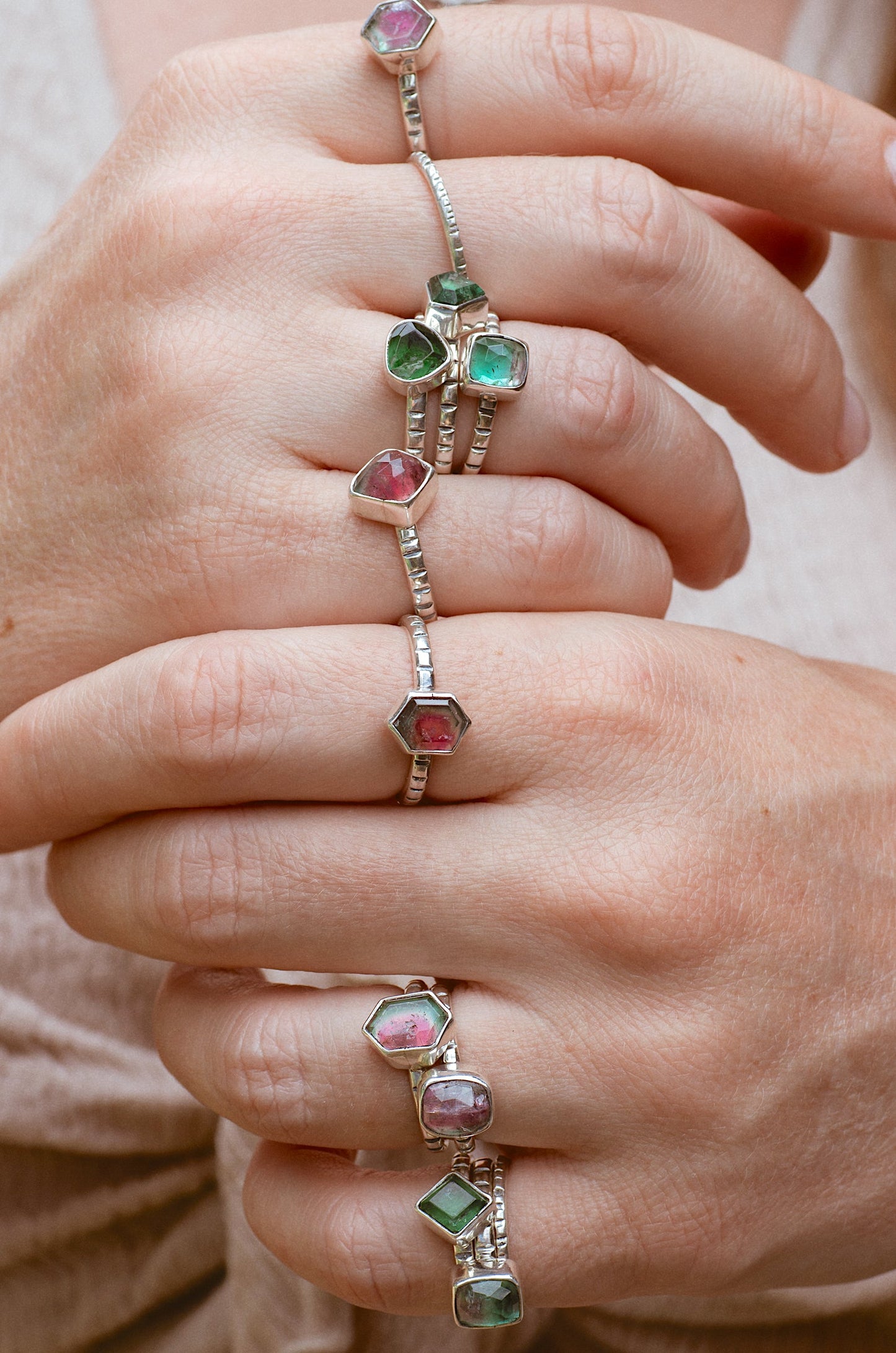Faceted Tourmaline Stacking Ring ◇ Size 6