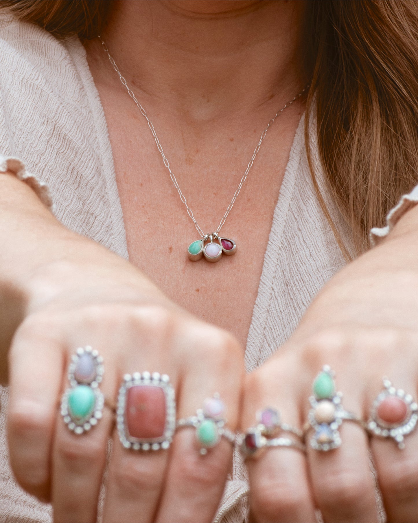 Single Stone Charm ◇ Pink Opal ◇ MADE TO ORDER