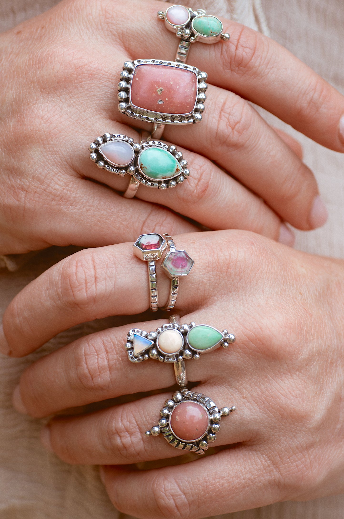 Faceted Tourmaline Stacking Ring ◇ Size 7.5