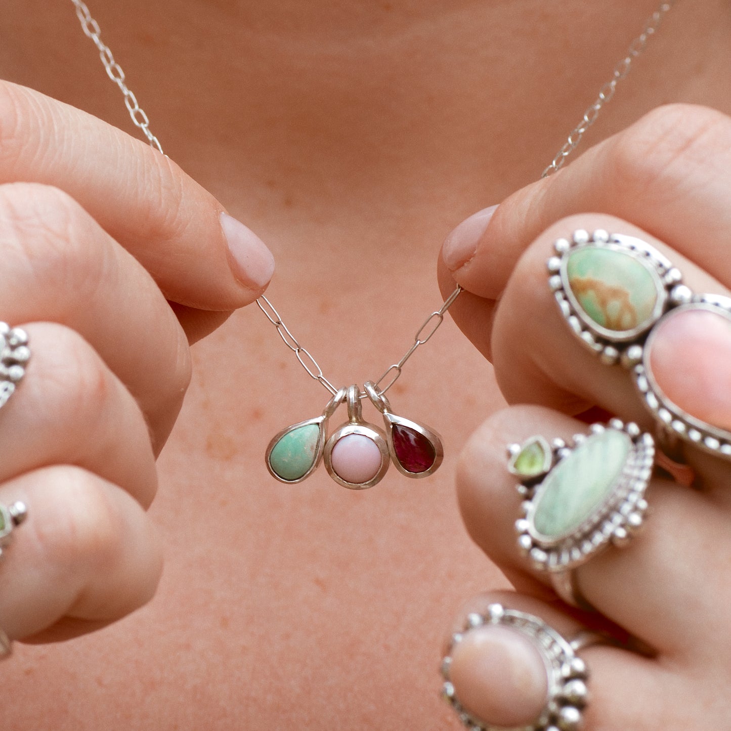 Single Stone Charm ◇ Pink Opal ◇ MADE TO ORDER