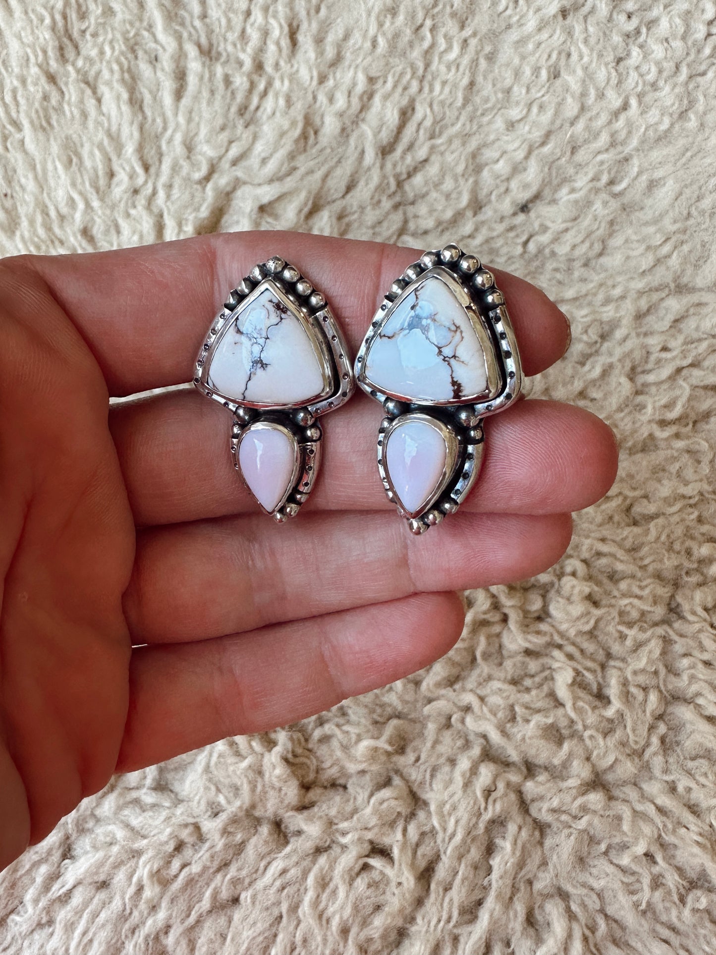 MADE TO ORDER - Mixed Metal or Silver Inner Vision Ring ◇ Wild Horse Magnesite + Pink Opal