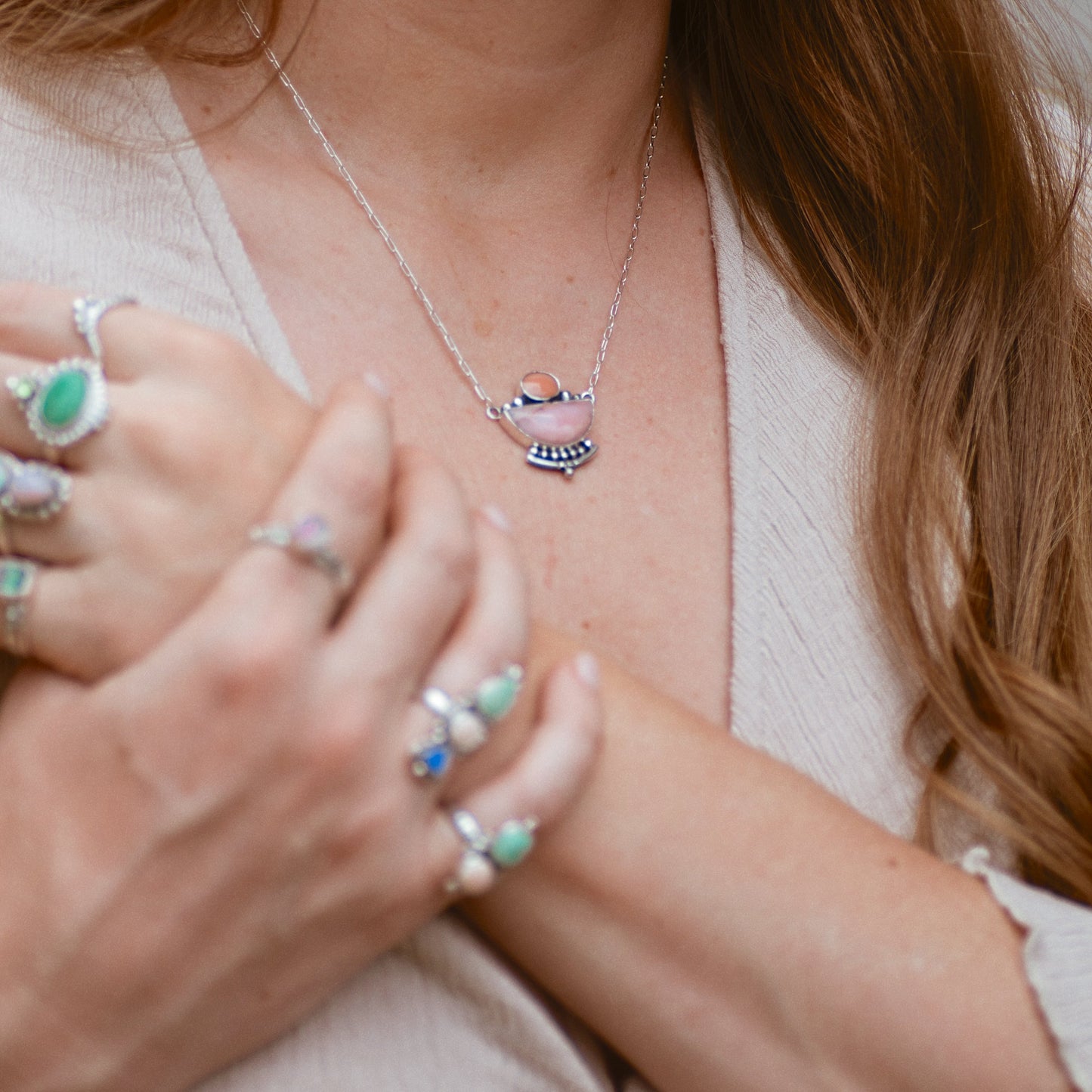 MADE TO ORDER ◇ Emergence Necklace ◇ Pink Opal