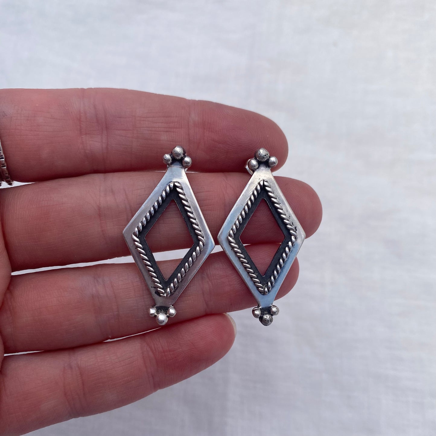 Silver Open Diamond Stud Earrings