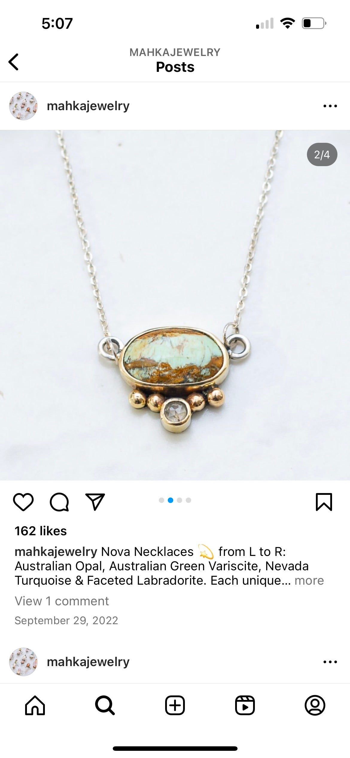 Made to Order Nova Necklace Green Variscite + Diamond + 14k bezel for Rebecca