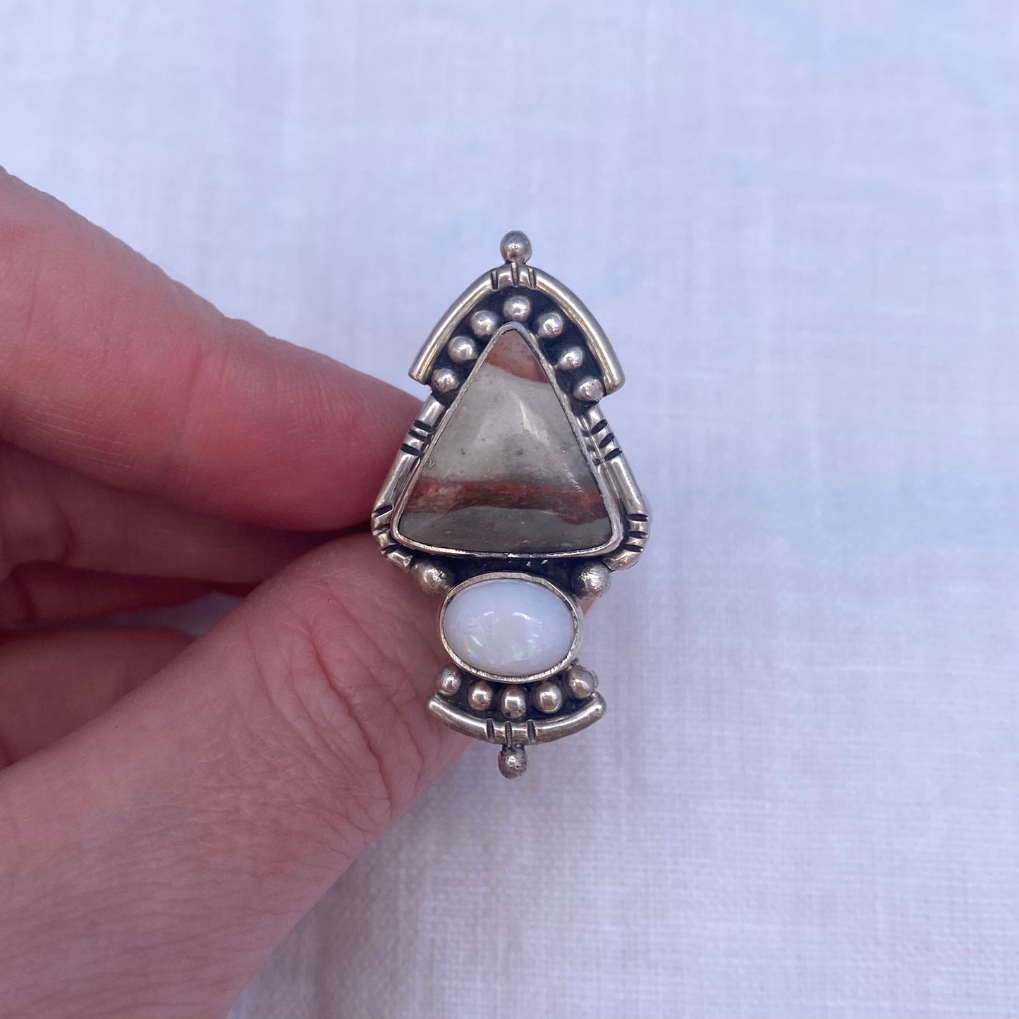 Polychrome Jasper + Opal Ring - Size 7.5