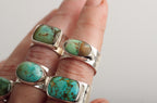 Variscite Hammered Wide Band Ring ◇ Australian Green Variscite ◇ Size 8.5