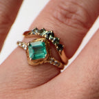 Green Sapphire Arc Ring