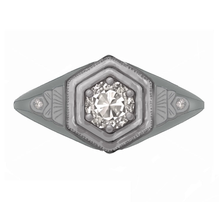 Custom Platinum + Heirloom Diamond Ring MAHKA
