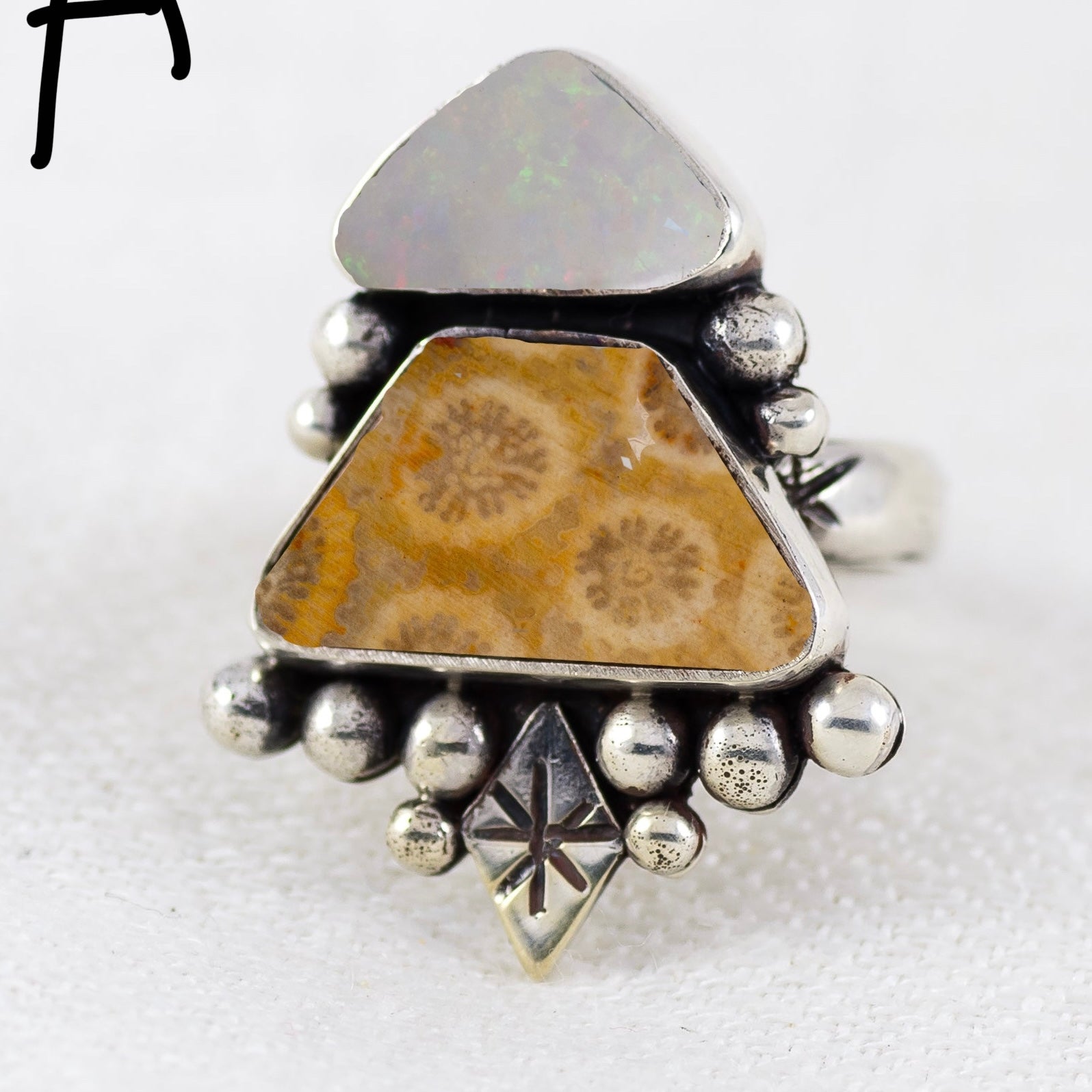 Custom Opal + Fossilzed Coral Ring - Final payment