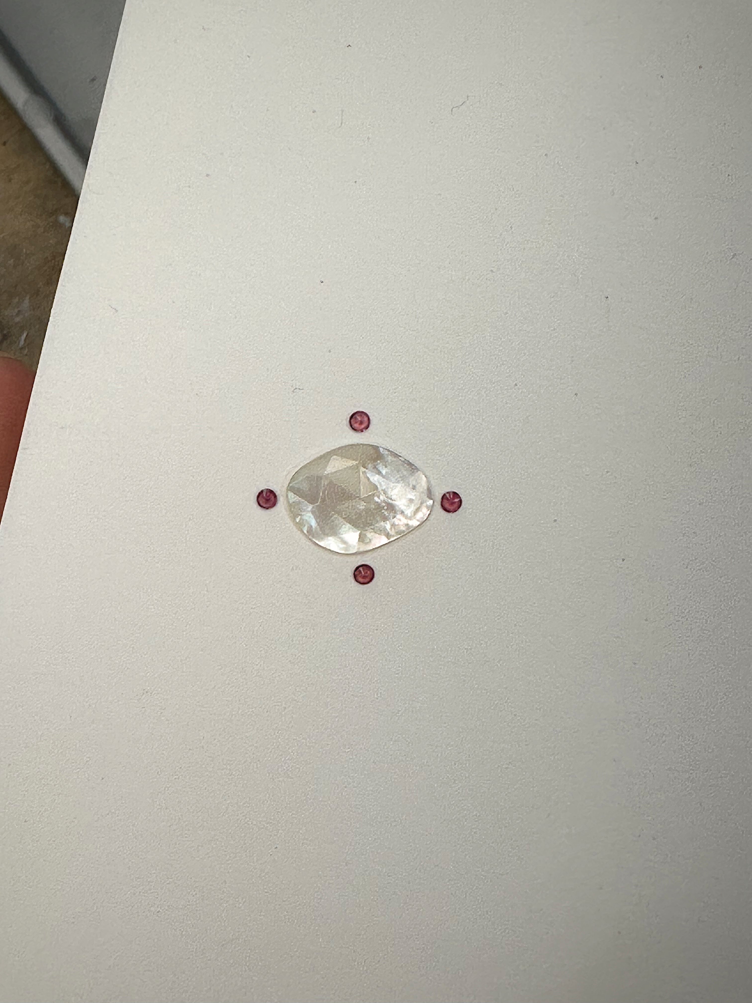 Rose cut Mother of Pearl + Berry Sapphire Ring all silver