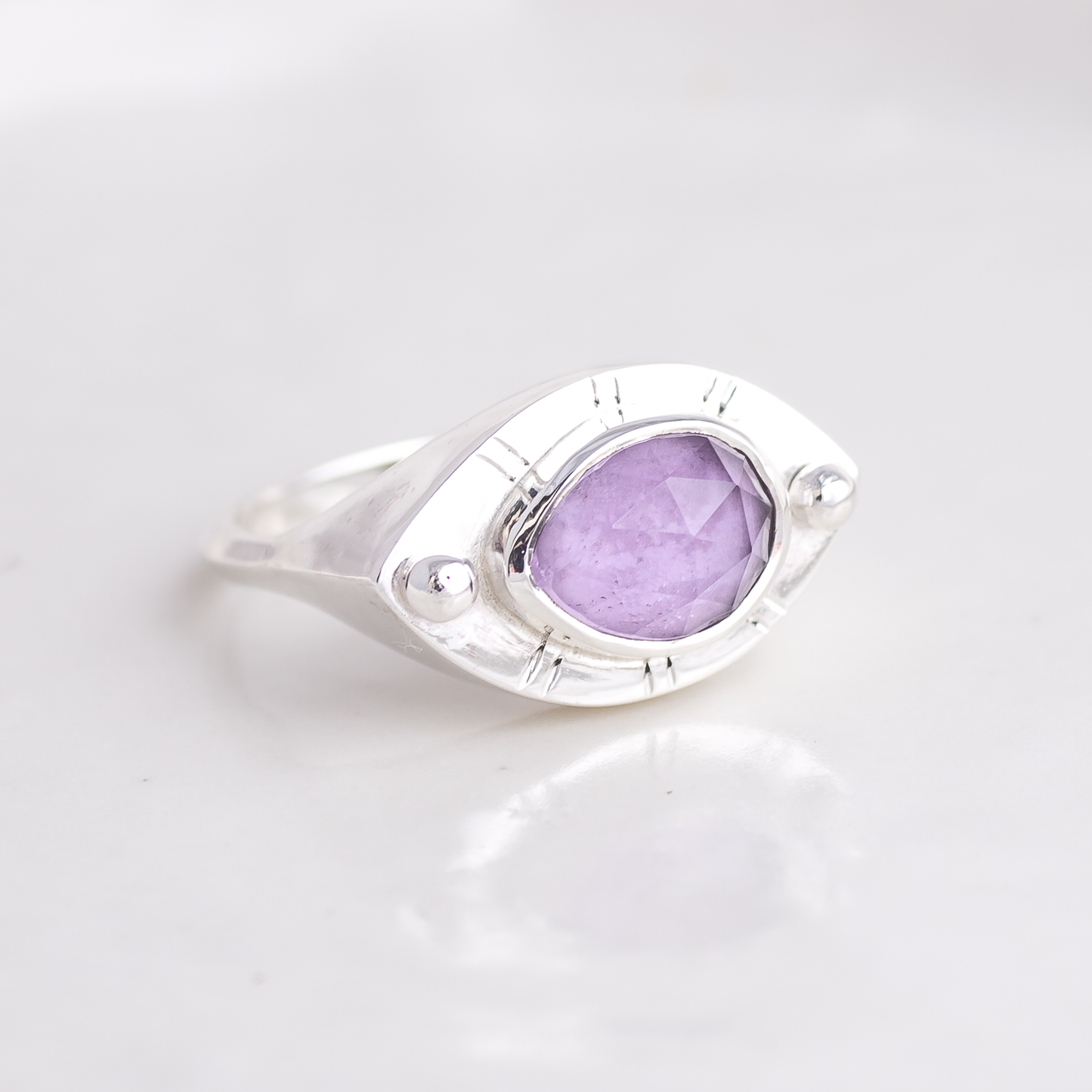 Vision Ring ◇ Rose Cut Amethyst ◇ Made in your size. (Silver or Mixed Metals)