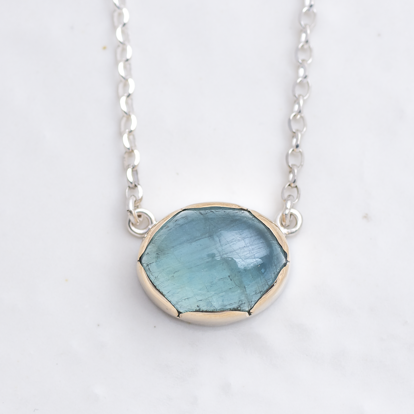 Blossom Necklace ◇ Aquamarine ◇ Silver + 14k Gold ◇ MADE TO ORDER