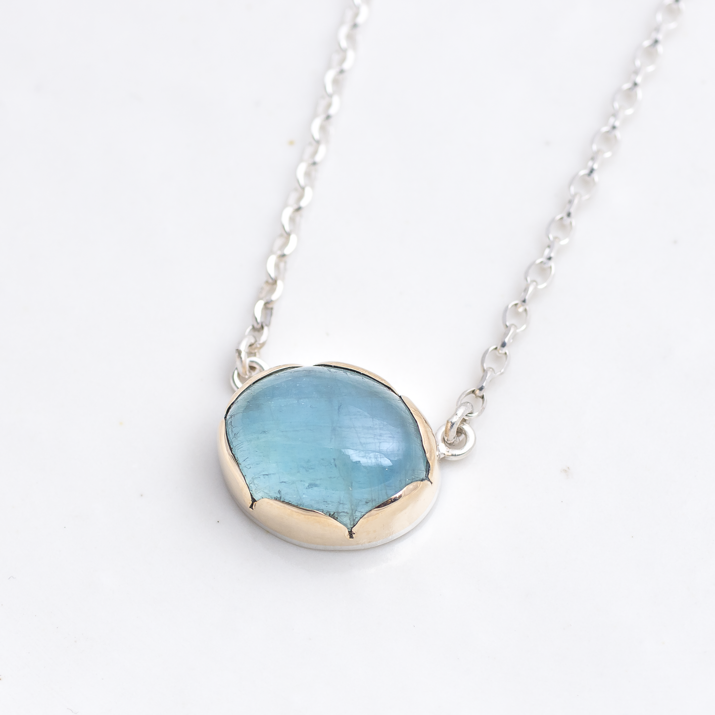 Blossom Necklace ◇ Aquamarine ◇ Silver + 14k Gold ◇ MADE TO ORDER