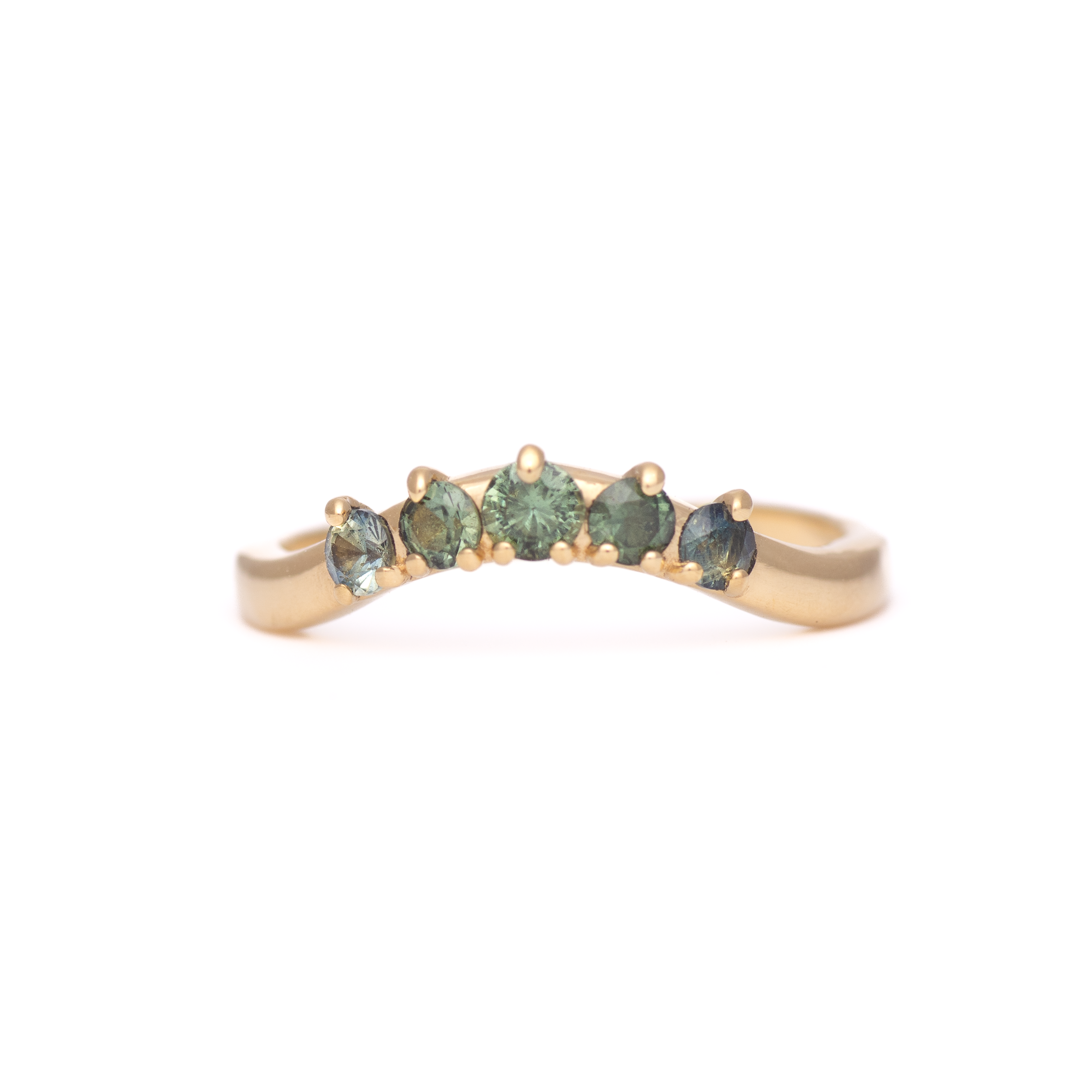 Green Sapphire Arc Ring