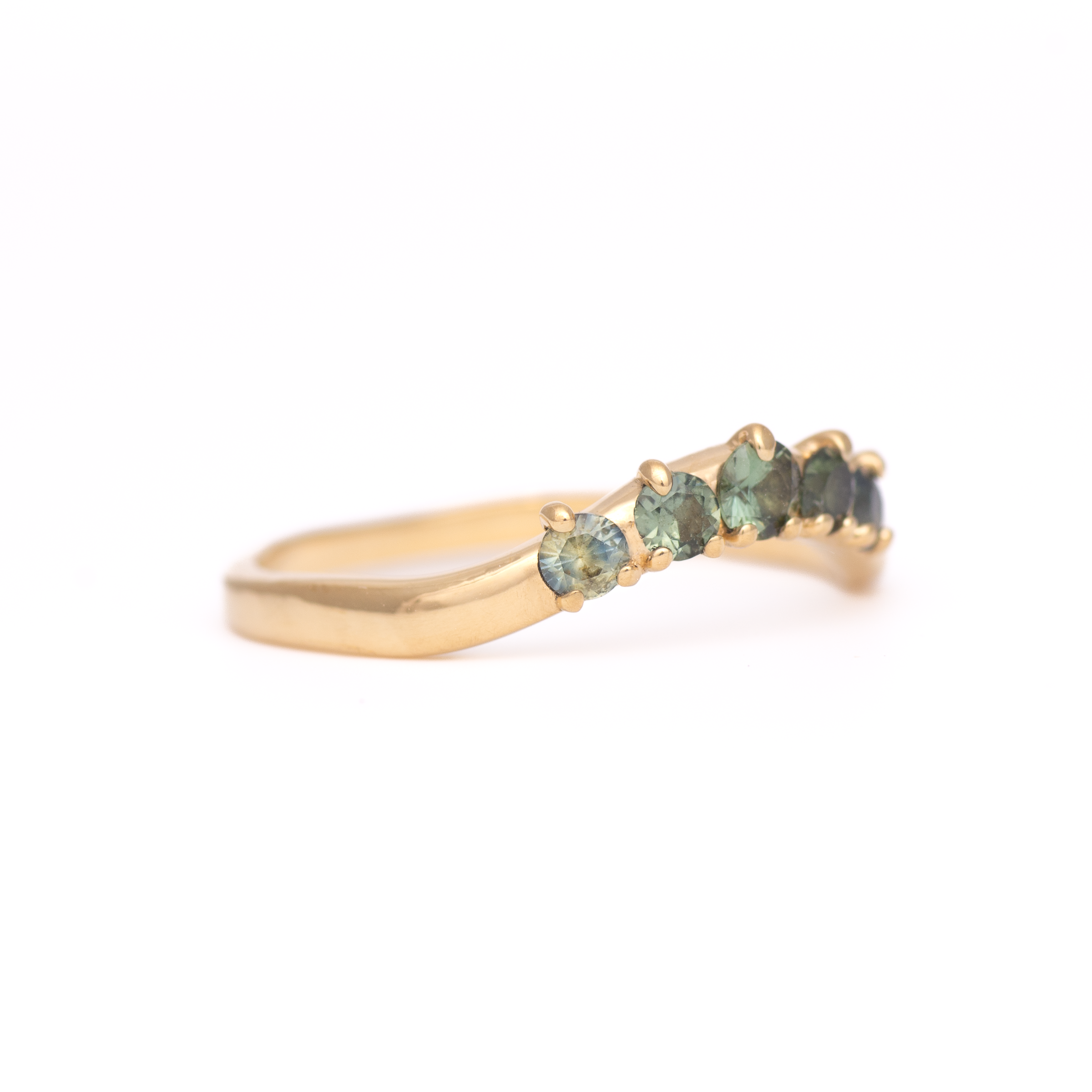 Green Sapphire Arc Ring