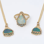 Australian Opal + Sapphire Radiant Mountain Ring