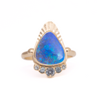 Australian Opal + Sapphire Radiant Mountain Ring