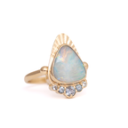 Australian Opal + Sapphire Radiant Mountain Ring