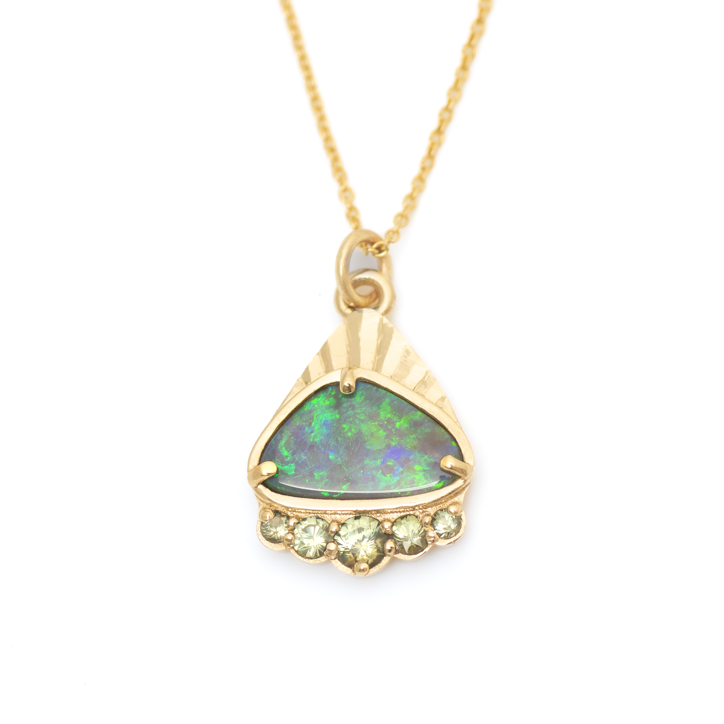 Australian Opal + Sapphire Radiant Mountain Necklace