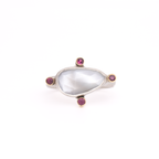 Meridian Ring - Made in Your Size ◇ Mother of Pearl + Berry Sapphire (All Silver or Silver + Gold)