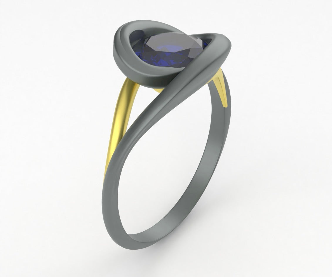 Custom Platinum, Gold, Sapphire Wedding Ring MAHKA