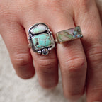 Summit Ring ◇ Rose Cut Aquamarine + Hubei Turquoise + Australian Opal ◇ Size 7 Ring MAHKA