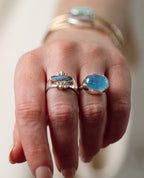 Blossom Ring ◇ Aquamarine ◇ Silver + 14k Gold