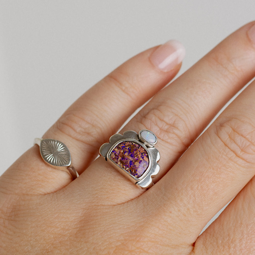 Mini Tidal Ring ◇ Australian Opal ◇ Size 7