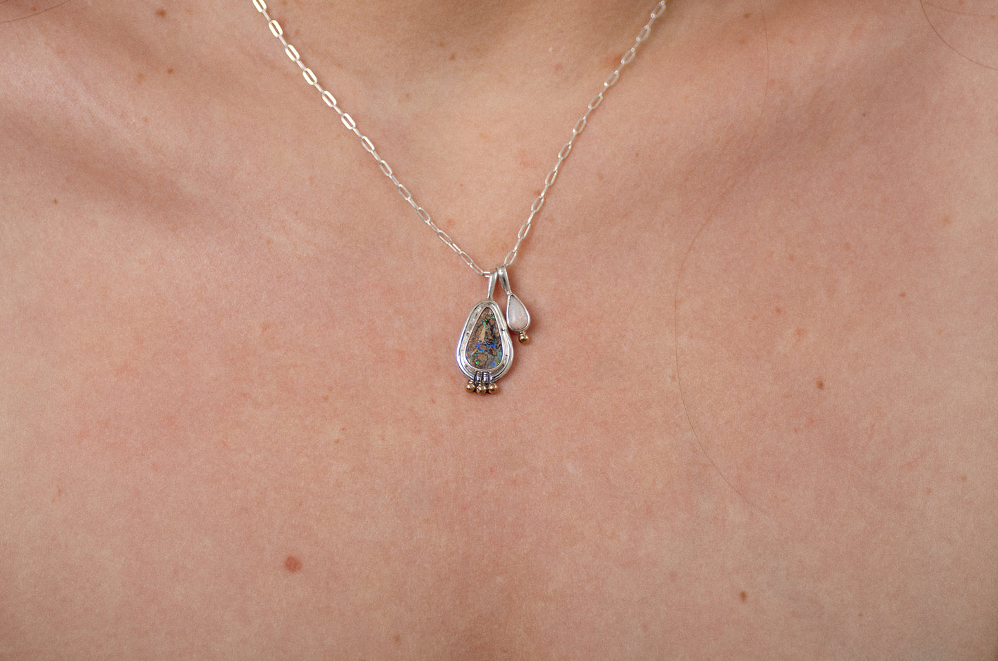 Opal Charm Necklace (A) ◇ Australian Opal ◇ Silver + Brass