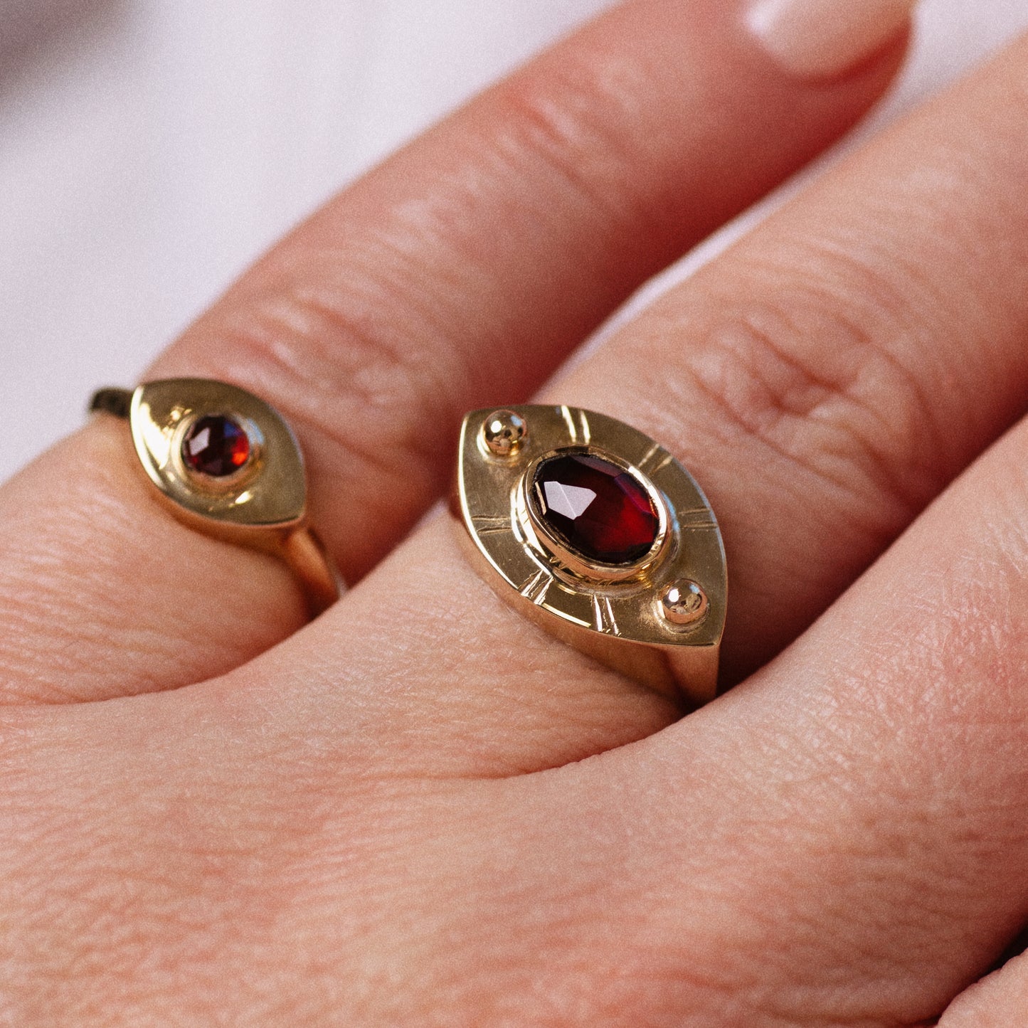 Vision Ring ◇ Rose Cut Garnet ◇ Made in your size. (Brass or 14k Gold)