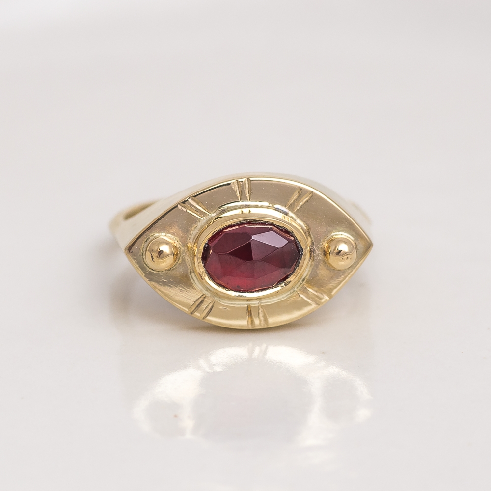 Vision Ring ◇ Rose Cut Garnet ◇ Made in your size. (Brass or 14k Gold)