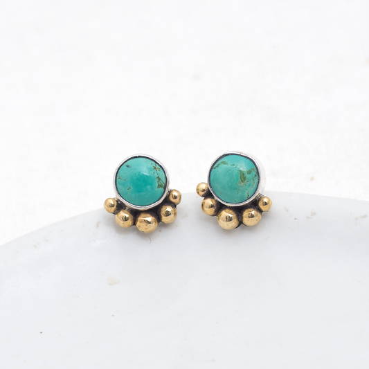 Turquoise Stud Earrings (C) ◇ Kingman Turquoise