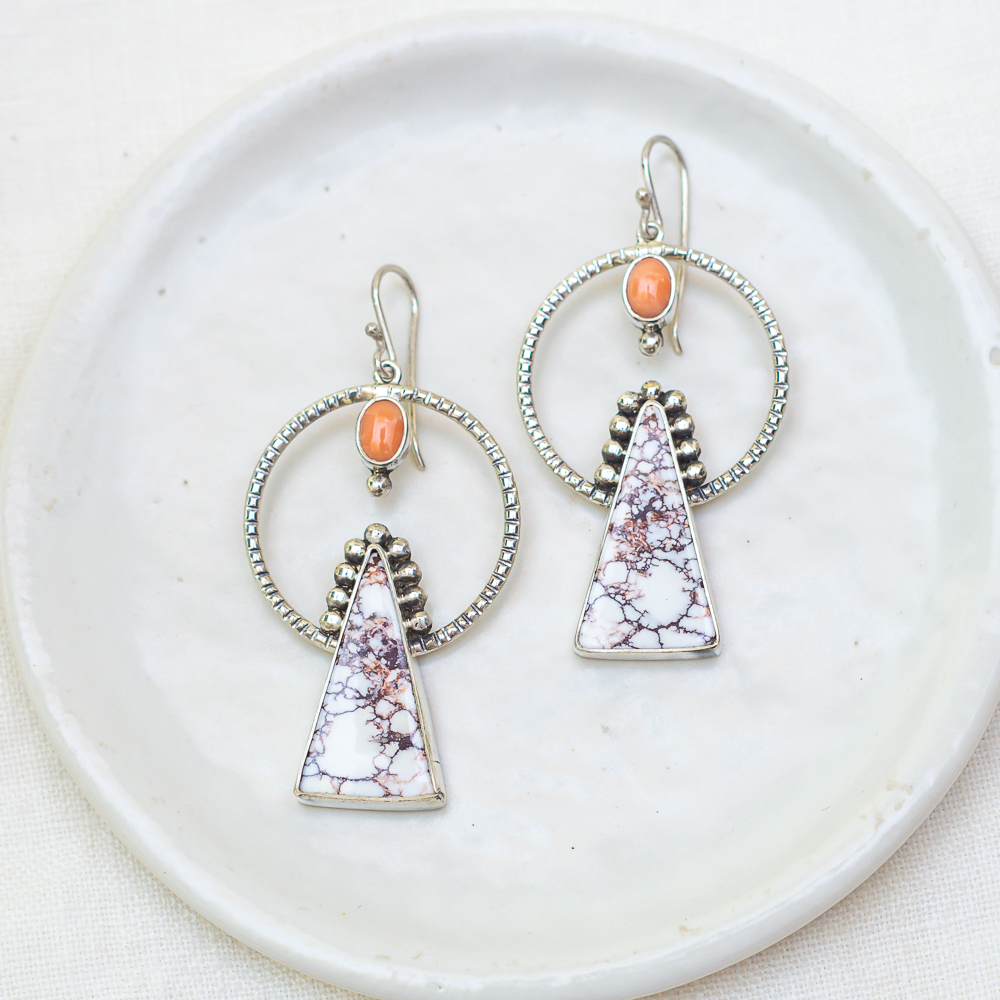 Emergence Earrings ◇ Wild Horse Magnesite + Pink Opal