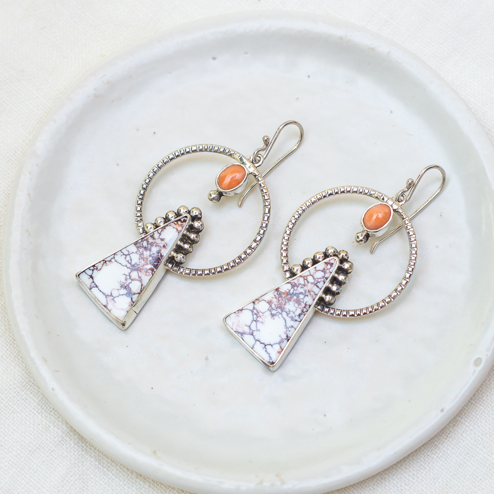 Emergence Earrings ◇ Wild Horse Magnesite + Pink Opal