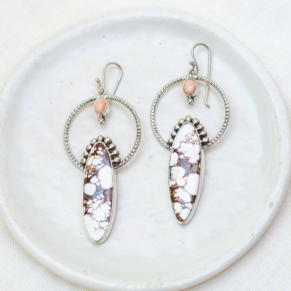 Emergence Earrings (C) ◇ Wild Horse Magnesite + Pink Opal