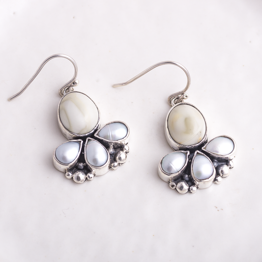 Bloom Earrings ◇ Willow Creek Jasper + Mother of Pearl