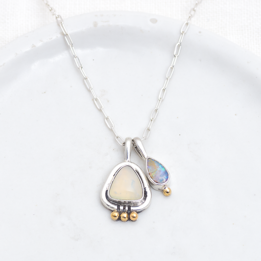 Opal Charm Necklace (B) ◇ Australian Opal ◇ Silver + Brass