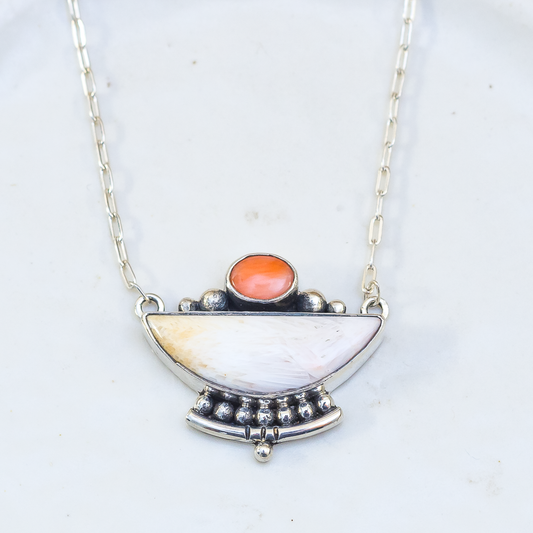 Emergence Necklace ◇ Pink Opal + Peach Scolecite
